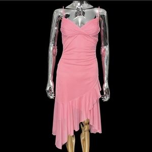 Y2k fairy asymmetrical hem pink dress